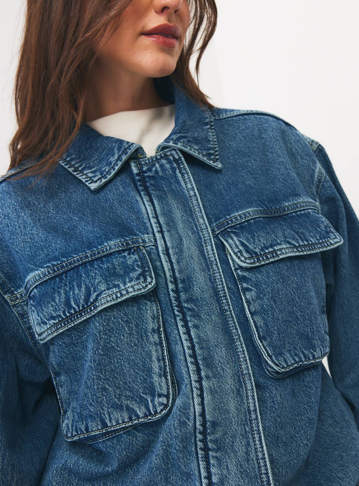 Mid Wash Faux Fur Denim Jacket 20 - Image 2